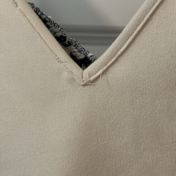 Zara Basic cream red black Houndstooth Faux Suede Camisole Tank Top L preppy - Picture 7 of 14